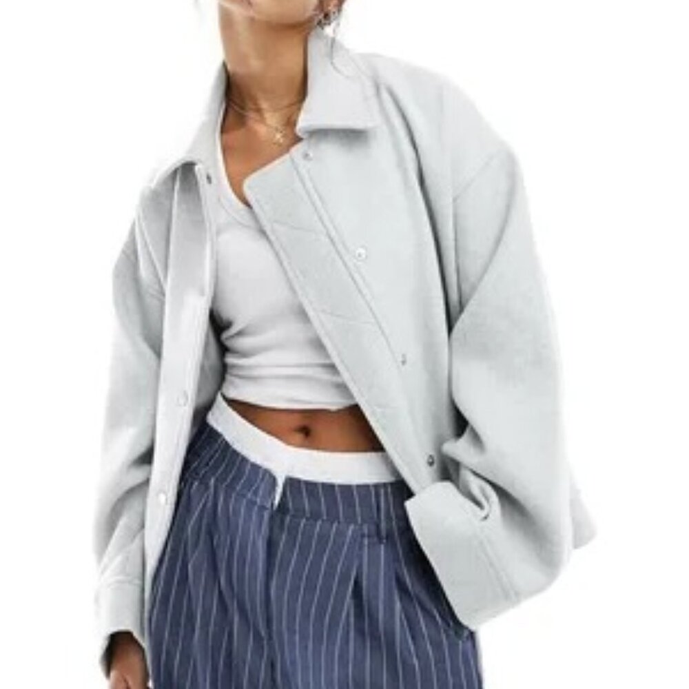 ASOS DESIGN wool blend bomber jacket in grey Size 8 NWT